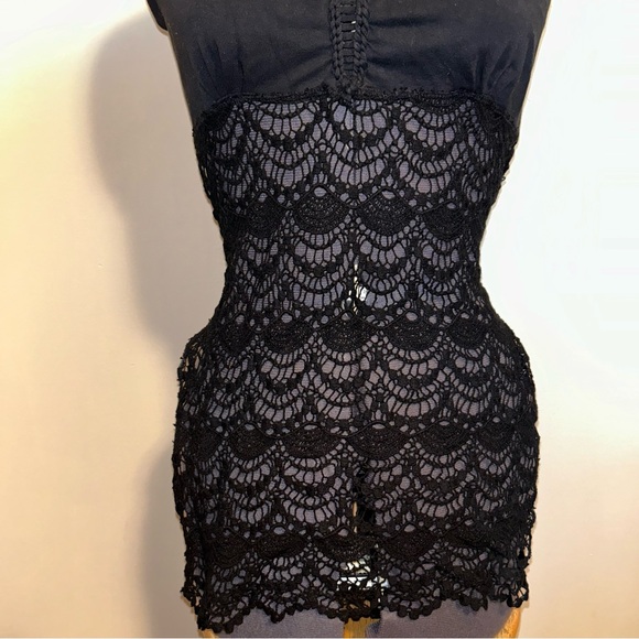 Bolli Imports festival Cut out lace Boho Shambhala backless halter top - Picture 5 of 12